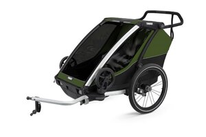 Thule Chariot Cab Multisport-Fahrradanhänger Zweisitzer aluminium/zypressengrün